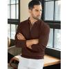 COOFANDY Mens Knit Polo Sweater Casual Long Sleeve Quarter Zip Polo Sweater Classic Golf Shirts(Brown)