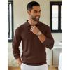 COOFANDY Mens Knit Polo Sweater Casual Long Sleeve Quarter Zip Polo Sweater Classic Golf Shirts(Brown)