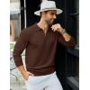 COOFANDY Mens Knit Polo Sweater Casual Long Sleeve Quarter Zip Polo Sweater Classic Golf Shirts(Brown)
