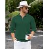 COOFANDY Mens Knit Polo Sweater Casual Long Sleeve Quarter Zip Polo Sweater Classic Golf Shirts(Dark Green)