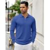 COOFANDY Mens Knit Polo Sweater Casual Long Sleeve Quarter Zip Polo Sweater Classic Golf Shirts(Denim Blue)
