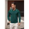 COOFANDY Mens Knit Polo Sweater Casual Long Sleeve Quarter Zip Polo Sweater Classic Golf Shirts(Green)