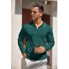 COOFANDY Mens Knit Polo Sweater Casual Long Sleeve Quarter Zip Polo Sweater Classic Golf Shirts(Green)