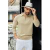 COOFANDY Mens Knit Polo Sweater Casual Long Sleeve Quarter Zip Polo Sweater Classic Golf Shirts(Khaki)