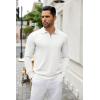 COOFANDY Mens Knit Polo Sweater Casual Long Sleeve Quarter Zip Polo Sweater Classic Golf Shirts(White)