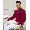 COOFANDY Mens Knit Polo Sweater Casual Long Sleeve Quarter Zip Polo Sweater Classic Golf Shirts(Wine Red)