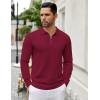 COOFANDY Mens Knit Polo Sweater Casual Long Sleeve Quarter Zip Polo Sweater Classic Golf Shirts(Wine Red)