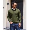 COOFANDY Mens Knit Polo Sweater Long Sleeve Polo Collared Sweaters Hidden Button Casual Pullover Sweater(Army Green)