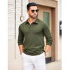 COOFANDY Mens Knit Polo Sweater Long Sleeve Polo Collared Sweaters Hidden Button Casual Pullover Sweater(Army Green)