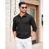 COOFANDY Mens Knit Polo Sweater Long Sleeve Polo Collared Sweaters Hidden Button Casual Pullover Sweater(Black)