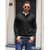 COOFANDY Mens Knit Polo Sweater Long Sleeve Polo Collared Sweaters Hidden Button Casual Pullover Sweater(Black)