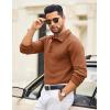 COOFANDY Mens Knit Polo Sweater Long Sleeve Polo Collared Sweaters Hidden Button Casual Pullover Sweater(Brown)