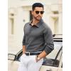 COOFANDY Mens Knit Polo Sweater Long Sleeve Polo Collared Sweaters Hidden Button Casual Pullover Sweater(Dark Grey)
