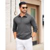 COOFANDY Mens Knit Polo Sweater Long Sleeve Polo Collared Sweaters Hidden Button Casual Pullover Sweater(Dark Grey)