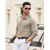 COOFANDY Mens Knit Polo Sweater Long Sleeve Polo Collared Sweaters Hidden Button Casual Pullover Sweater(Khaki)