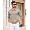 COOFANDY Mens Knit Polo Sweater Long Sleeve Polo Collared Sweaters Hidden Button Casual Pullover Sweater(Khaki)