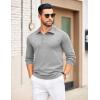 COOFANDY Mens Knit Polo Sweater Long Sleeve Polo Collared Sweaters Hidden Button Casual Pullover Sweater(Light Grey)
