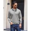 COOFANDY Mens Knit Polo Sweater Long Sleeve Polo Collared Sweaters Hidden Button Casual Pullover Sweater(Light Grey)