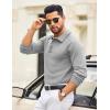COOFANDY Mens Knit Polo Sweater Long Sleeve Polo Collared Sweaters Hidden Button Casual Pullover Sweater(Light Grey)