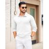 COOFANDY Mens Knit Polo Sweater Long Sleeve Polo Collared Sweaters Hidden Button Casual Pullover Sweater(White)