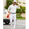 COOFANDY Mens Knit Polo Sweater Long Sleeve Polo Collared Sweaters Hidden Button Casual Pullover Sweater(White)