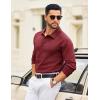 COOFANDY Mens Knit Polo Sweater Long Sleeve Polo Collared Sweaters Hidden Button Casual Pullover Sweater(Wine Red)