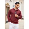 COOFANDY Mens Knit Polo Sweater Long Sleeve Polo Collared Sweaters Hidden Button Casual Pullover Sweater(Wine Red)