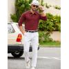 COOFANDY Mens Knit Polo Sweater Long Sleeve Polo Collared Sweaters Hidden Button Casual Pullover Sweater(Wine Red)