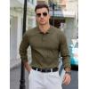 COOFANDY Mens Knit Polo Sweater Long Sleeve Polos Lightweight Casual Dress Pullover Sweaters(Army Green)