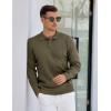 COOFANDY Mens Knit Polo Sweater Long Sleeve Polos Lightweight Casual Dress Pullover Sweaters(Army Green)