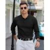 COOFANDY Mens Knit Polo Sweater Long Sleeve Polos Lightweight Casual Dress Pullover Sweaters(Black)
