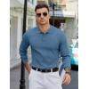 COOFANDY Mens Knit Polo Sweater Long Sleeve Polos Lightweight Casual Dress Pullover Sweaters(Blue)
