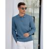 COOFANDY Mens Knit Polo Sweater Long Sleeve Polos Lightweight Casual Dress Pullover Sweaters(Blue)