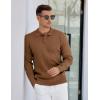 COOFANDY Mens Knit Polo Sweater Long Sleeve Polos Lightweight Casual Dress Pullover Sweaters(Brown)