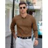 COOFANDY Mens Knit Polo Sweater Long Sleeve Polos Lightweight Casual Dress Pullover Sweaters(Brown)
