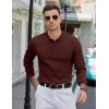 COOFANDY Mens Knit Polo Sweater Long Sleeve Polos Lightweight Casual Dress Pullover Sweaters(Coffee)