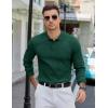 COOFANDY Mens Knit Polo Sweater Long Sleeve Polos Lightweight Casual Dress Pullover Sweaters(Dark Green)