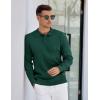 COOFANDY Mens Knit Polo Sweater Long Sleeve Polos Lightweight Casual Dress Pullover Sweaters(Dark Green)