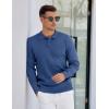 COOFANDY Mens Knit Polo Sweater Long Sleeve Polos Lightweight Casual Dress Pullover Sweaters(Demin Blue)