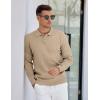 COOFANDY Mens Knit Polo Sweater Long Sleeve Polos Lightweight Casual Dress Pullover Sweaters(Khaki)
