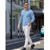 COOFANDY Mens Knit Polo Sweater Long Sleeve Polos Lightweight Casual Dress Pullover Sweaters(Light Blue)