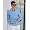COOFANDY Mens Knit Polo Sweater Long Sleeve Polos Lightweight Casual Dress Pullover Sweaters(Light Blue)