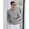 COOFANDY Mens Knit Polo Sweater Long Sleeve Polos Lightweight Casual Dress Pullover Sweaters(Light Grey)