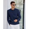 COOFANDY Mens Knit Polo Sweater Long Sleeve Polos Lightweight Casual Dress Pullover Sweaters(Navy Blue)