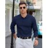 COOFANDY Mens Knit Polo Sweater Long Sleeve Polos Lightweight Casual Dress Pullover Sweaters(Navy Blue)