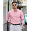 COOFANDY Mens Knit Polo Sweater Long Sleeve Polos Lightweight Casual Dress Pullover Sweaters(Pink)