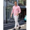COOFANDY Mens Knit Polo Sweater Long Sleeve Polos Lightweight Casual Dress Pullover Sweaters(Pink)