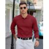 COOFANDY Mens Knit Polo Sweater Long Sleeve Polos Lightweight Casual Dress Pullover Sweaters(Wine Red)