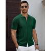 COOFANDY Men’s Knit Short Sleeve Shirts Button Down Vintage Knitted Polo Shirt Casual Beach Crochet Cable Vacation Shirt(Green)