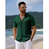 COOFANDY Men’s Knit Short Sleeve Shirts Button Down Vintage Knitted Polo Shirt Casual Beach Crochet Cable Vacation Shirt(Green)